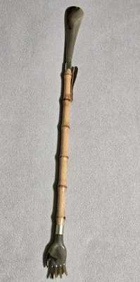 Zapato de baquelita de colección hecho en Italia cuerno y rascador trasero 21" cuero bambú Foto 1 de 4