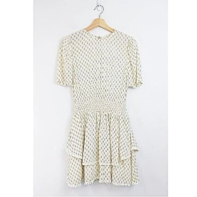 Mini Vestido Tularosa Estampado Bordado Estampado Bordado Marfil Crema Negro Pequeño Foto 1 de 4