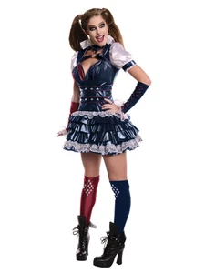 Official HARLEY QUINN ARKHAM Suicide Squad Fancy Dress Costume Ladies Halloween - Picture 1 of 5
