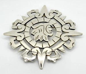 VTG Taxco JUAN SANDOVAL Mexico Silver Pendant Warrior Brooch TWO TREES Signed - Picture 1 of 9