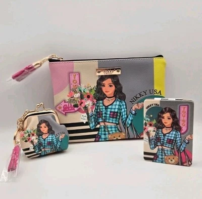 Bolso de Cosméticos Nicole Lee Espejo Monedero Nikky Va de Compras Auténtico Nuevo sin Etiquetas Foto 1 de 4