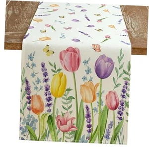 Runner da Tavolo Spring Lavanda Tulipano 90x13 Pollici, Runner da Tavolo - 13"X90" Beige - Foto 1 di 5