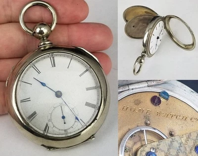 RARO Reloj Bolsillo Grande 18s Llave Cuerda "Home Watch Co." Antiguo Foto 1 de 4