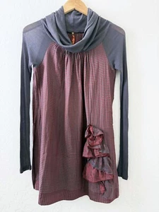 Cop Copine Women's Y2K Tunic Shirt Dress Silk Cotton Ruffle Whimsical sz. 2 M - Picture 1 of 7
