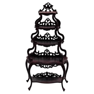 Vintage Miniatur Puppenhaus Bespaq Mahagoni Etagere Holz 5 Ebenen Regal Ständer - Bild 1 von 13