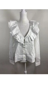 The Shirt By Rochelle Behrens WOMENS White Colored Long Sleeve Top, Size S - Picture 1 of 9