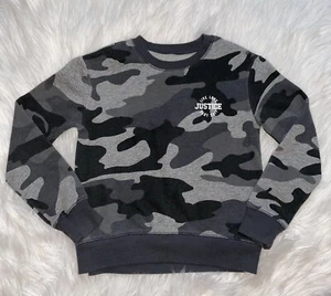 JUSTICE GIRLS XS 6 CAMO SWEATSHIRT CREW NECK GRAY CAMOUFLAGE SHIRT LONG SLEEVE - Picture 1 of 4