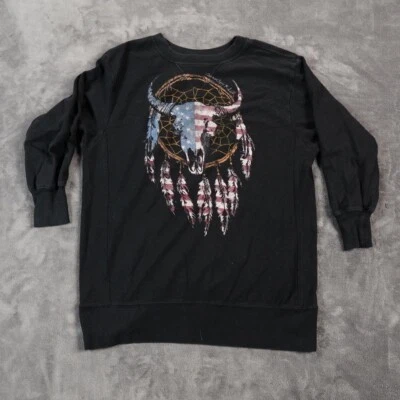 Sudadera Ralph Lauren Denim Supply Para Hombres M/L Negra Calavera Atrapasueños Suroeste Foto 1 de 4