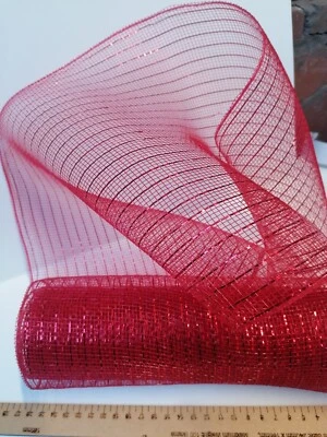 2 metres 25cm wide metallic Red wire Tulle Mesh Net Crafts hat bow making Ribbon - Image 1 of 3