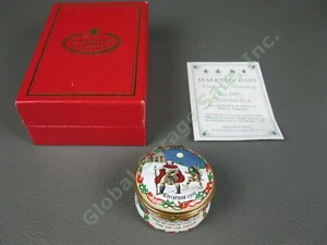 Vintage 1990 Halcyon Days Christmas Gift Enamel Trinket Box Good King Wenceslas - Picture 1 of 10