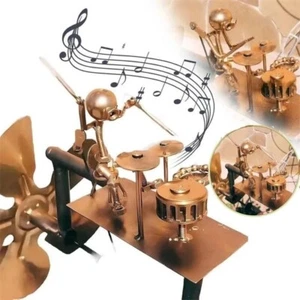 Drummer Windmill Garden Decoration,Handmade Metal Percussionist Music Windmill - Picture 1 of 7