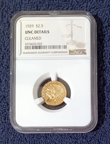 1929 Indian $2 1/2 gold Quarter Eagle, NGC Uncirculated details Cover