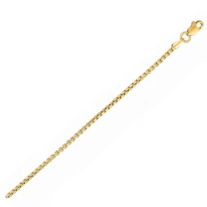 14K Solid Yellow Gold 1.3 mm Round Box Chain with Lobster Clasp 16" 18" 20" - Picture 1 of 6