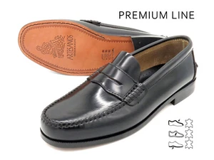 Hombres PREMIUM Mocasines Negro Pull-On Zapatos de Vestir Suela de Cuero Goodyear Welted NUEVO - Imagen 1 de 23