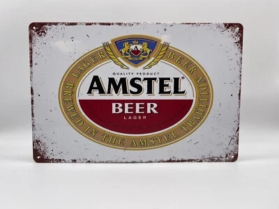 BLACKBEARD WAREHOUSE Blechschild Amstel Beer 20x30cm Nostalgie Retro Reklame Vintage Geschenk Deko