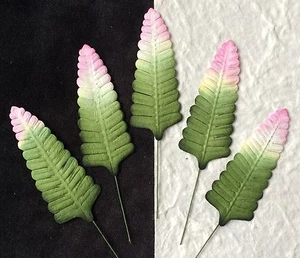 10 Fern Leaves variegated leaf Handmade mulberry paper floral design cardmaking  - Picture 1 of 3