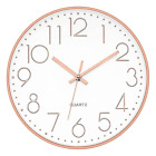 30cm Wall Clock Round Quartz Silent Movement Analogue Home White Black Silver