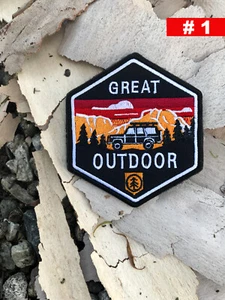 Sew On Loop & Hook Backing Outdoor Embroidered Appliqué Patch - GREAT OUTDOOR - Picture 1 of 4