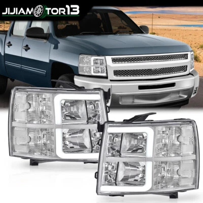 LED Bar Tube Projector Headlights DRL Fit For 07-13 Chevy Silverado 1500 2500HD - Image 1 of 4