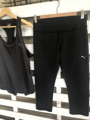 Mujer Puma Lote De 2 Leggings Entrenamiento Negro Talla L Camiseta Sin Mangas S Gris Oscuro Foto 1 de 4