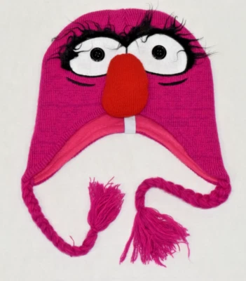 Knit Cap Beanie Muppets One Size 2011 Telly Monster 3D Braided Ear Flaps Lined - Image 1 of 4