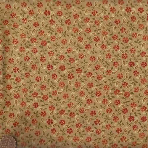 Tela Tanyard Creek bronceada pequeña floral naranja flores calicó Henry Glass Foto 1 de 1