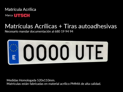 MATRICULA COCHE ACRILICA  EUROPEA 520x110 - Imagen 1 de 4