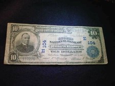 1902 $10 MCKINLEY NATIONAL BANK NOTE WILKES BARRE PA NATIONAL CURRENCY!  #63