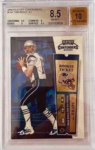 2000 Playoff Contenders Rookie Ticket Tom Brady RC BGS 8.5/10 AUTO W/9.5 Cen/Sur