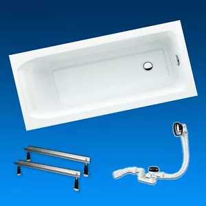 Acryl Badewanne 170 x 75 cm m. Fußgestell + Sanit Ablaufgarnitur - Bild 1 von 2