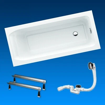 IDEAL STANDARD Acryl Badewanne 170 x 75 cm m. Fußgestell + Sanit Ablaufgarnitur
