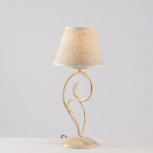 Bedside Lamp Abat Jour Wrought Iron Ivory With Lampshade bon-445