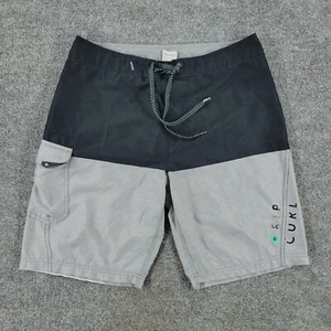 Pantalones Cortos de Tabla Rip Curl Hombres Talla 32 Negro Gris Natación Surf Bolsillos con Cordón - Imagen 1 de 14