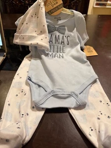NWT Chick Pea 3 Piece Set Boys Size 6-9M Bear Mama's Little Man - Picture 1 of 4