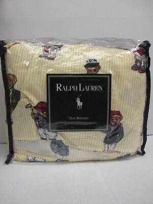 Новый Ralph Lauren плюшевый медведь желтый белый в полоску оборки юбка для кровати - Cal King - Изображение 1 из 4