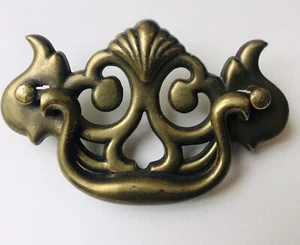 Cast Brass Victorian Drawer Door Drop Handle Pull 4 1/2” X 2” Vintage - Picture 1 of 6