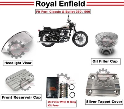 Paquete combinado de 4 clásicos antiguos/bala Royal Enfield "Front Reservoir Cap" 350/500cc Foto 1 de 4