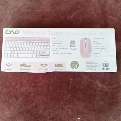 CYLO Plug & Play Wireless Mouse W Keyboard PINK & White Universal PC or MAC Girl - Image 1 of 2