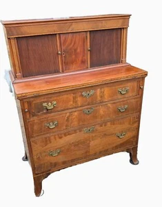 Antique 1790-1810 American Federal Mahogany  Tambour Desk w/ Sprayed Feet - Picture 1 of 18