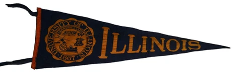 Vintage 1930s 1940s University of Illinois Fighting Illini 23x8 Pennant Rare Cover