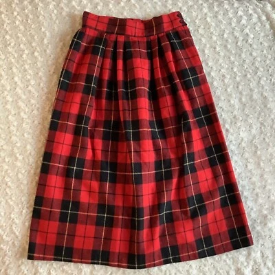 Средневековый вы малыши красный черный клетку шерсти смесь Maxie плиссированные праздничная юбка W30" - Изображение 1 из 4