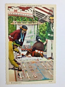 1940s A Navajo Sand Painting Linen Postcard - Bild 1 von 2