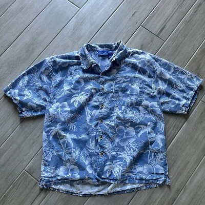 Vintage OCEAN PACIFIC L COTTON PACIFIC BLUE HAWAIIAN MEN'S CASUAL SHIRT - Image 1 of 4