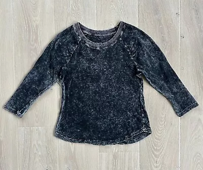 Antropologie Pilcro Elissa Top Women Black Acid Wash Ruched Raglan Sleeves Sz S - Image 1 of 4
