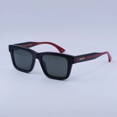 Gafas de sol Gucci GG1869S 001 negras brillantes/verdes/rojas/grises 53-18-145 nuevas auténticas Foto 1 de 4