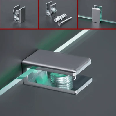 Glasbodenhalter 27x15 mm Regalbodenhalter Regalträger Regalhalter Messing Chrom - Bild 1 von 4