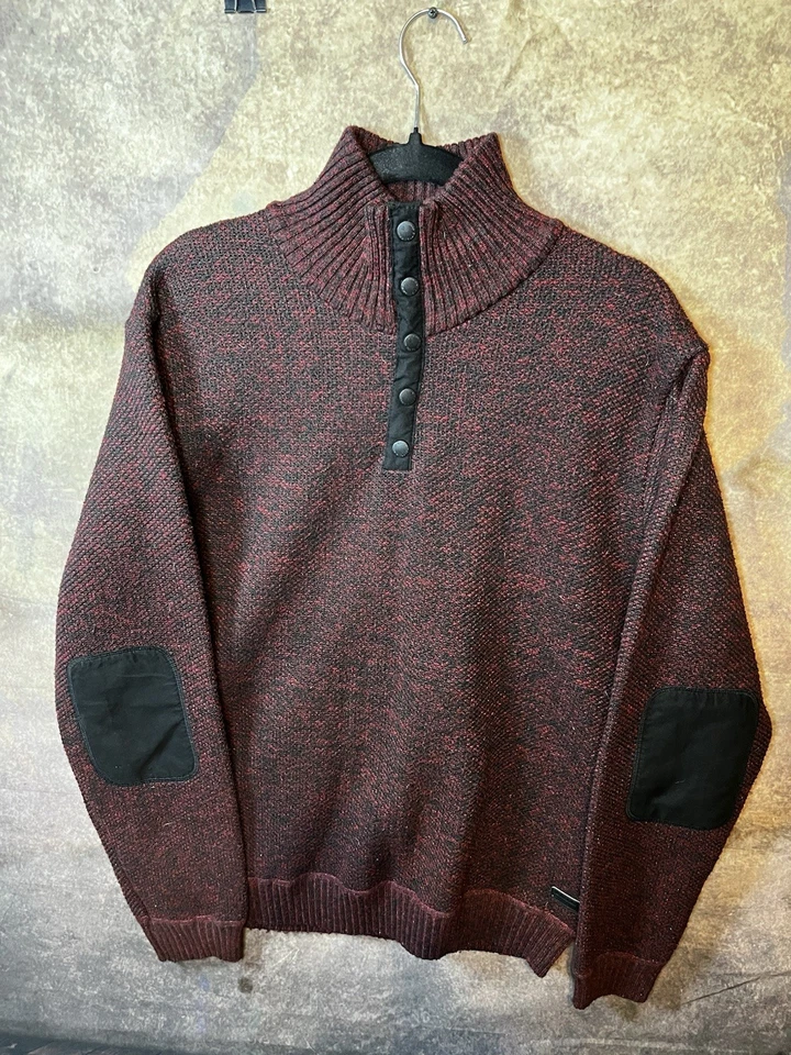 设计师 Buffalo David Bitton 拉过毛衣男式 L 大号内衬 1/4 Snap — 第 1/4 张图片