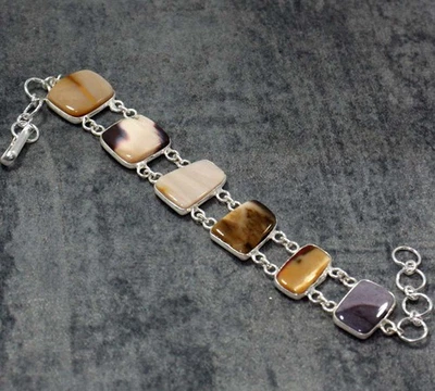 925 Silver Plated Mookaite Jewellery Bracelet Size 7" GW - Image 1 of 3