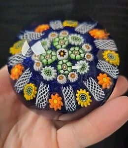 Early Paul Ysart Concentric Circles 10 Spoke Torsade Paperweight Pontil - Picture 1 of 11