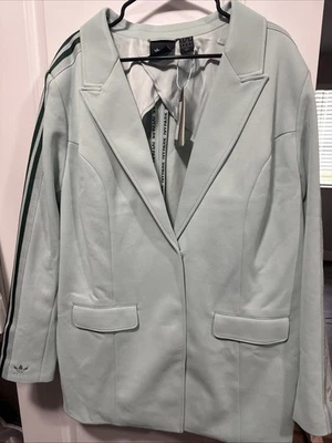 Adidas x Ivy Park Suit Jacket Blazer Womens Size 1X 3 Stripe Logo Green NWT - Image 1 of 4